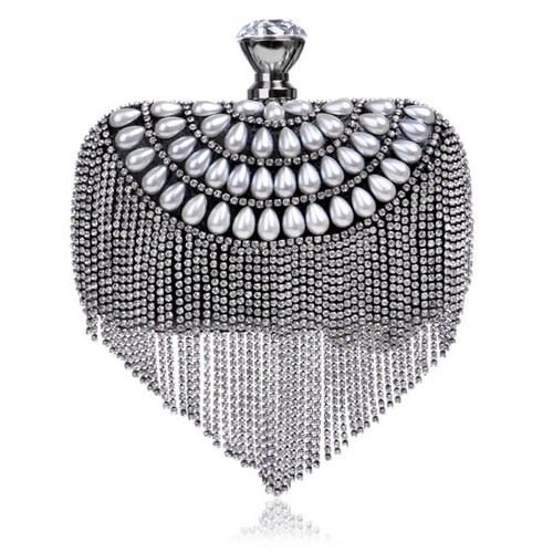 GLOIG Fashion Damen Quaste Abendtaschen Diamanten Perlen Clutch Hochzeit Geldbörse Schulter Party Laedes Case Geldbörse