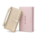 Marca FOXER, carteras largas de cuero de vaca para mujer, bolsos de mano para mujer, monederos de diseñador famoso, monedero para mujer, billetera de piel de vaca para mujer a la moda