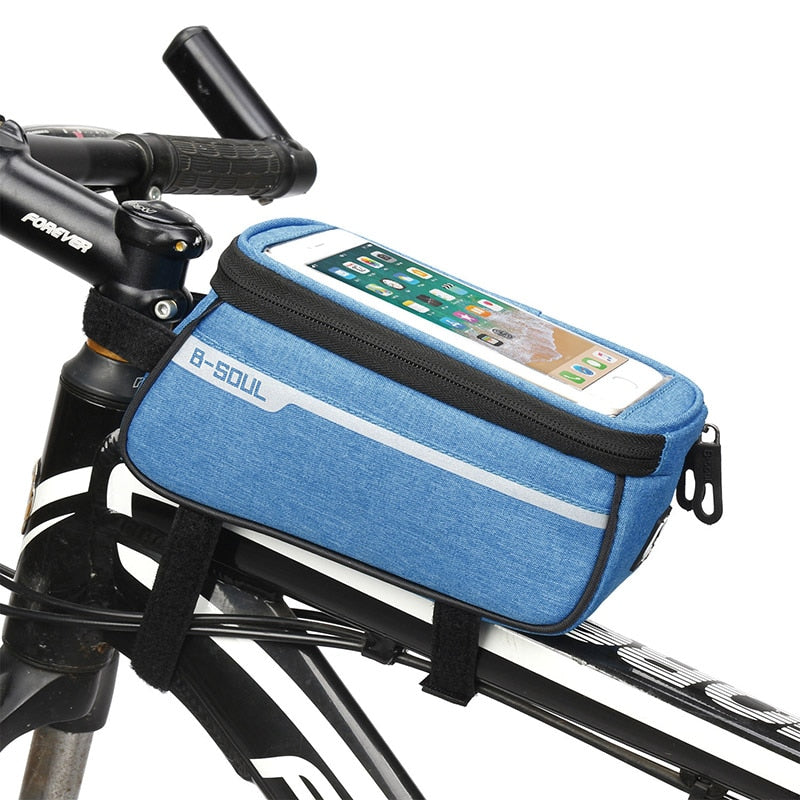 Waterproof Bicycle Pack Nylon Bike Cyling Cell Mobile Phone Bag Case 5.5&#39;&#39; 6&#39;&#39; Bicycle Panniers Frame Front Tube Bag Accessories