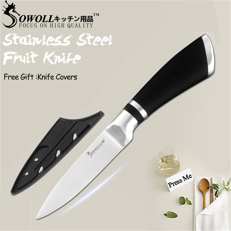 SOWOLL Kitchen Knives Stainless Steel Knives Paring Utility Santoku Bread Slicing Chef Chopping Knife Cooking Accessory Tools