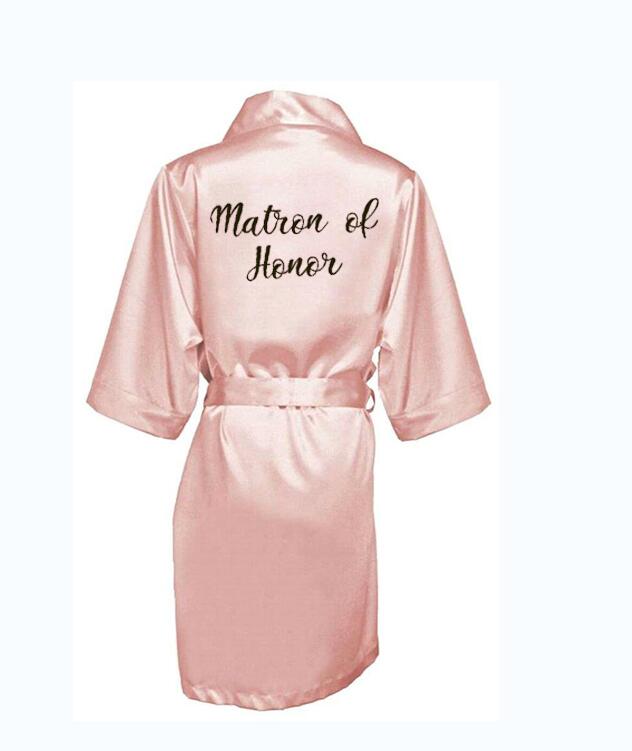 new bride bridesmaid robe with white black letters mother sister of the bride wedding gift bathrobe kimono satin robes