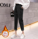 Casual Streetwear Harem Pants Women Autumn Winter Loose Elastic Waist Corduroy Ladies Trousers Harajuku Velvet Warm Pants Female