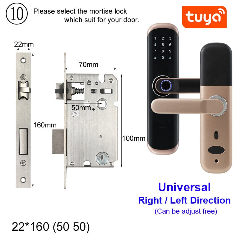Cerradura de puerta con huella dactilar RAYKUBE Tuya, tarjeta inteligente/código Digital/sin llave, seguridad electrónica para el hogar y la oficina, Mortise Lockey X3