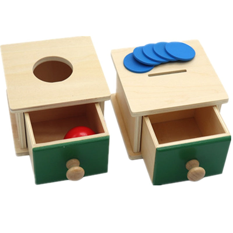 Montessori Kids Toy Baby Wooden Coin Box Ball Box Learning Educational Preschool Training Baby Early Learning Toy