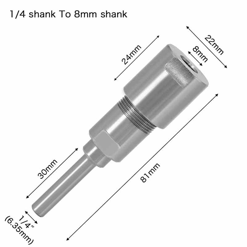 Broca para enrutador de vástago de 1/4 ", 8mm, 12mm, 1/2", convertidor de varilla de extensión, accesorios para máquina de grabado para fresa de madera