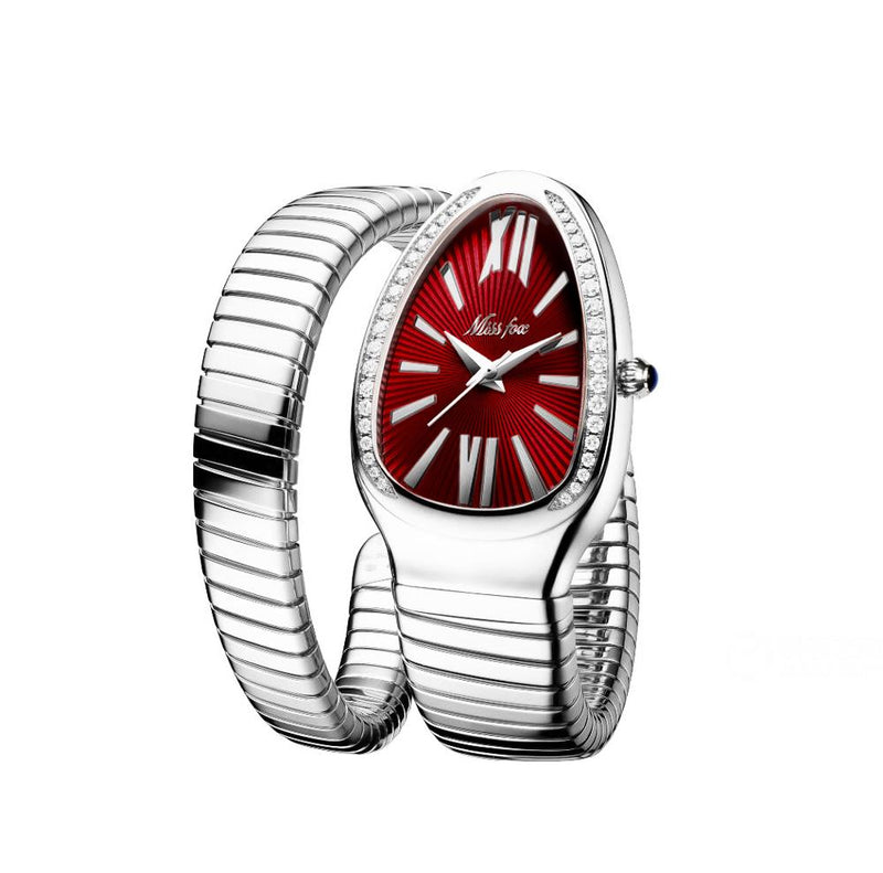 Fashion Explosion Models Ladies Quartz Watch Personality Snake Head Bracelet Stainless Steel Diamond Studded Snake Watchs Female