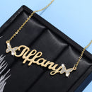 Personalized Butterfly Necklaces Custom Name Bling Iced Out  Pendant Gold Stainless Steel Chain Crystal Name Necklace For Women