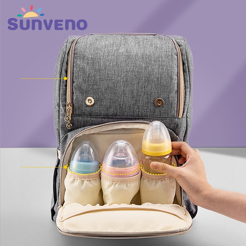 SUNVENO Fashion Diaper Bag Mommy Maternity Nappy Bag Large Capacity Travel Backpack Nursing Bag for Baby Care