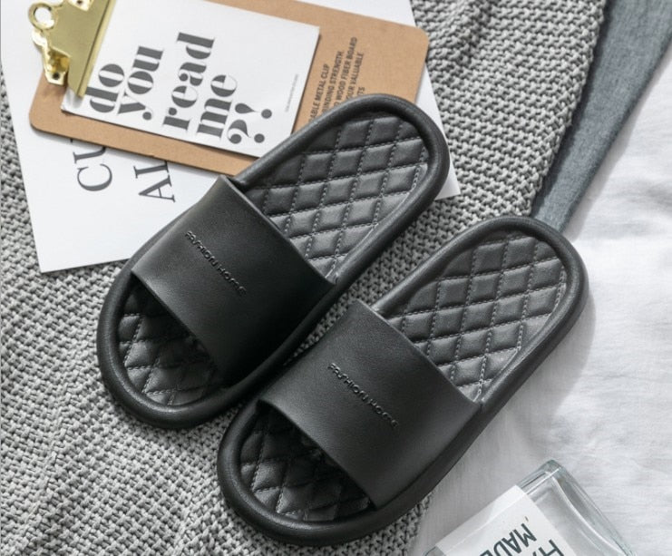 JIANBUDAN Comfortable Soft Indoor Slippers Women Non-slip Bathroom Home shoes Flat EVA Lovers Slides Women&