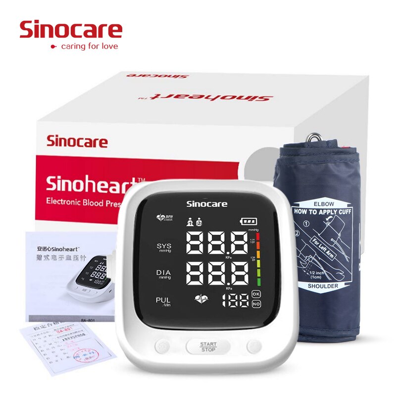 Brazalete ajustable Modo de 2 usuarios Sinocare esfigmomanómetro Brazo Monitor de presión arterial Monitor de presión arterial digital profesional