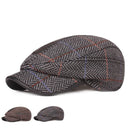 Winter Wool Tweed Flat Cap Men Large Check Newsboy Caps Fall Winter Warm Ivy Hat Cabbie Driver Retro Vintage Father Boina BLM280