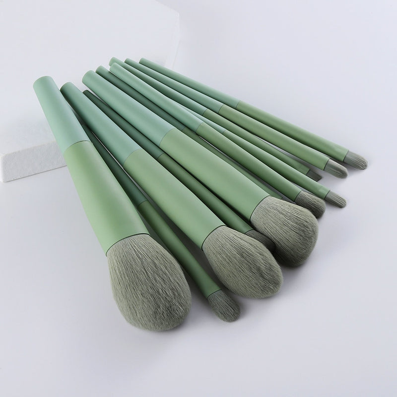 FLD 11/8pcs Natural Hair Green Makeup Brushes Foundation Powder Eyeshadow Eyebrow Brush Set Cosmetic Tool Profesional Maquillaje