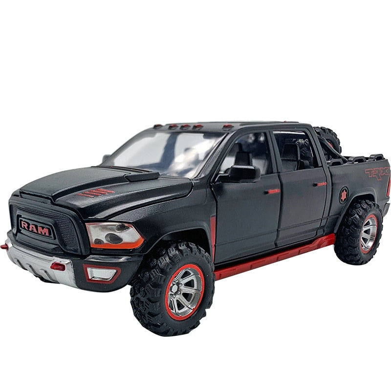 1:32 Simulation Legierung Automodell New Dodge Ram TRX Pickup Metall Automodell Ton und Licht Pull Back Childs Boy Spielzeugauto Geschenke