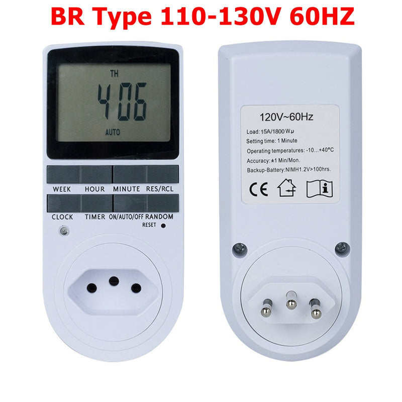 Interruptor de temporizador programable enchufable EU BR FR UK, 230V, 50Hz, con función aleatoria de horario de verano para interruptor de temporizador de cocina