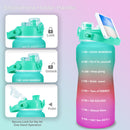 Quifit Gallon 2L Water Bottle with Straw 3.8 &amp; 2 Litre Large Capacity Tritan BPA Free Motivational Quote Time Marker 2000ml Jug