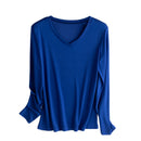 SuyaDream Women T shirt Natural silk Long Sleeves V Neck Solid Basic Shirt Pink Blue Purple Bottoming Top