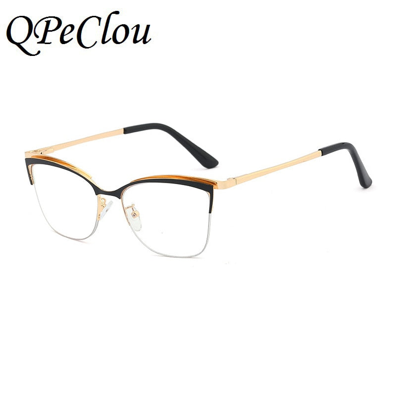 2021 Fashion Square Anti-blue Glasses Frame Women Vintage Metal Optical Transparent Eyeglasses Female No Degree Oculos Feminino