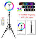 Yizhestudio Ring Lamp with tripod Dimmable Selfie Ring Light with stand color Annular tube photographic lighting For Live Studio