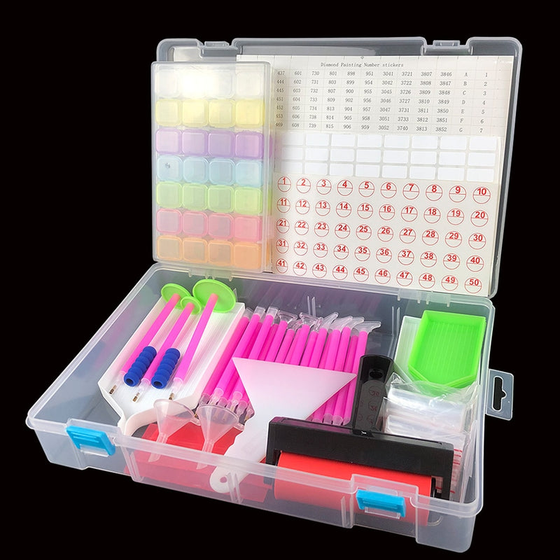 126/127/128pcs Diamond Painting Tools sets 5D Diamond Painting Accessories Kits Storage Box Roller Point Sticker Drill Pen Set