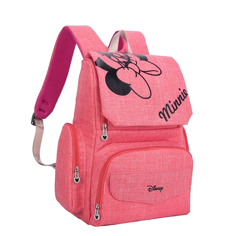 Bolsa de pañales de mamá de Disney, bolsa de lactancia para el cuidado del bebé, mochila de viaje de diseñador, bolsos rosas y grises de Mickey Minnie