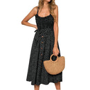 2020 neue heiße Frauen Boho Sommer ärmelloses Polka Dot Strandkleid Damen Stretch Urlaub Sommerkleid Abendgesellschaft Maxikleid