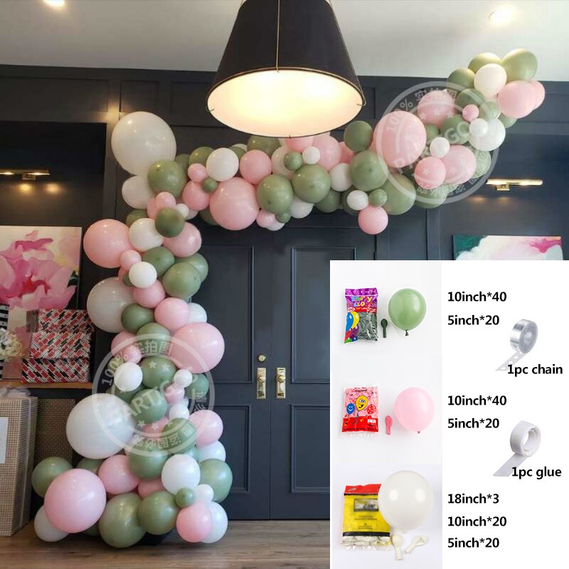 1set Retro Green Balloon Garland Arch Kit Avocado Green Balloon Wedding Birthday Party Decorations Baby Shower Kids Decoration