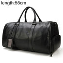 Big Capacity Genuine Leather Travel Bag For Men Women Soft Black Cowhide Casual Travel Duffel Large Luggage Weekend Shoulder Bag