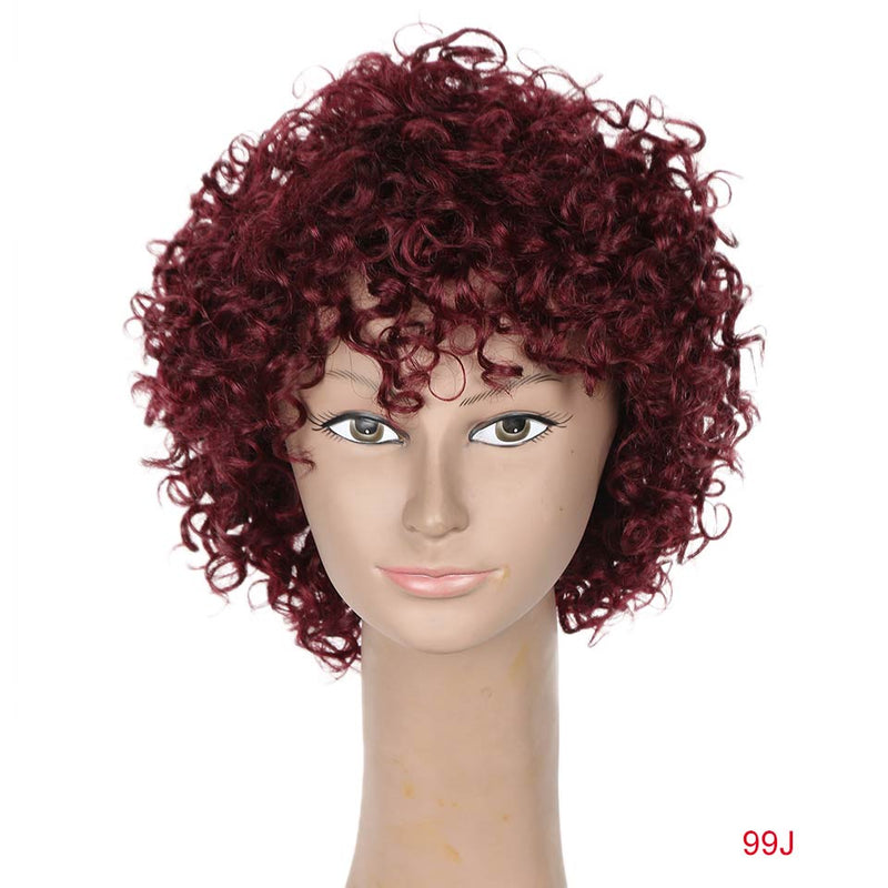 Pelucas rizadas sueltas cortas de Rebecca para mujeres negras, pelucas de cabello humano rizado Remy brasileño, peluca corta, peluca completa de Cosplay Rubio rojo