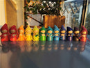 6/12 Uds. Muñecas de arcoíris de madera de ganchillo en gorros para bloques apilables Pastel muñeca de madera Natural en sombrero de tejer juguete Montessori