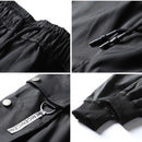 Cargo Pants Men Solid Color Black Loose Casual Jogger Pocket Elastic waist Ankle Length Trousers Techwear