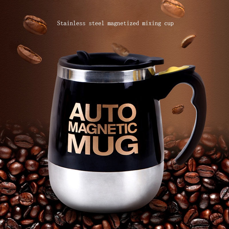 Auto Sterring Kaffeetasse Edelstahl Magnetbecher Milchmischbecher Elektro Lazy Smart Shaker Kaffeetasse 2 Stück Geschenk 1 Löffel