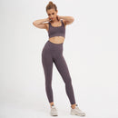 2 piezas de Fitness sin costuras para mujer, traje de Yoga, ropa de realce para gimnasio, conjunto deportivo de entrenamiento, Sujetador deportivo acolchado, mallas de cintura alta, ropa deportiva