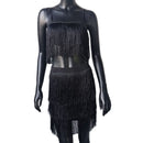 Fashion Tassel Spaghetti Strap Crop Top Mini Dress 2 Piece Set Women Sexy Camis Package Hip Dresses Party Clubwear Suits