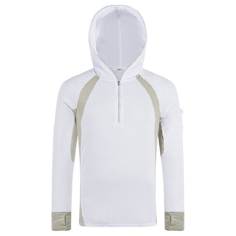 Herren Angelhemd Anti-UV-Kleidung Sonnenschutz Kapuzenpullover Schnelltrocknend Atmungsaktiv Angelpullover Trägt Wandern Kletterhemd