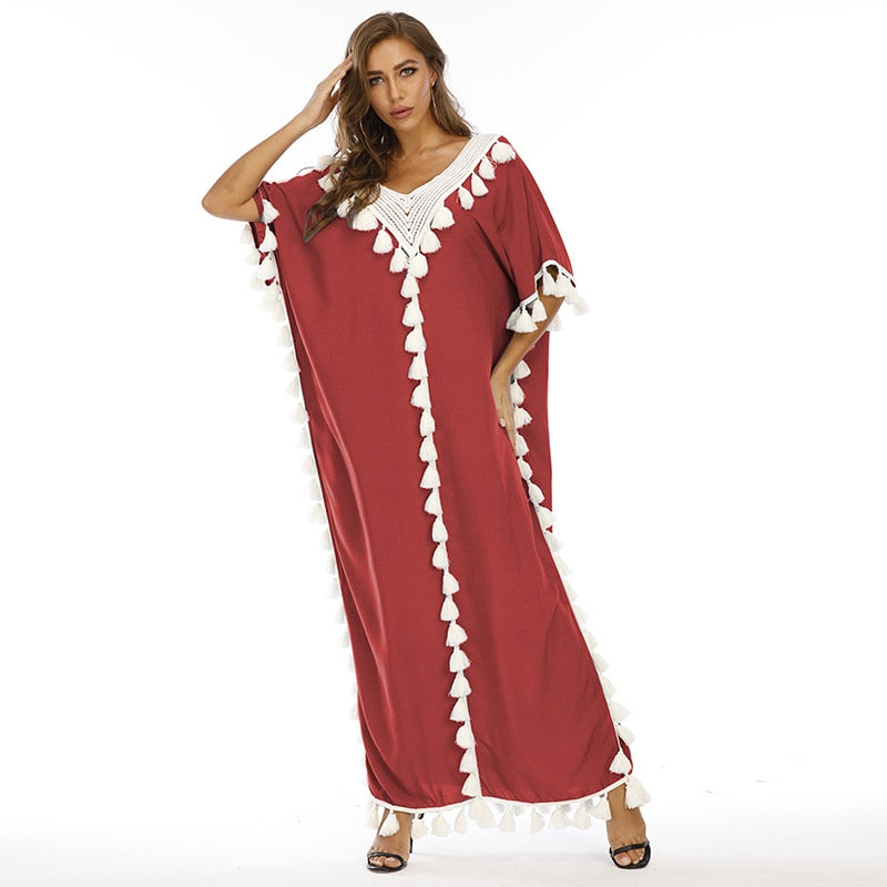 Muslim Moroccan Kaftan Abaya Dress Women Short Sleeve Ramadan Islamic Clohing Loose Robe Jilbab Maxi Party Vestido Caftan Abayas