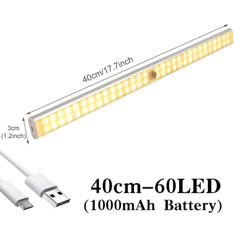 Luz con Sensor de movimiento USB/batería, luz para debajo del armario, para dormitorio, armario, cocina, armario, lámpara de luz Led para decoración del hogar