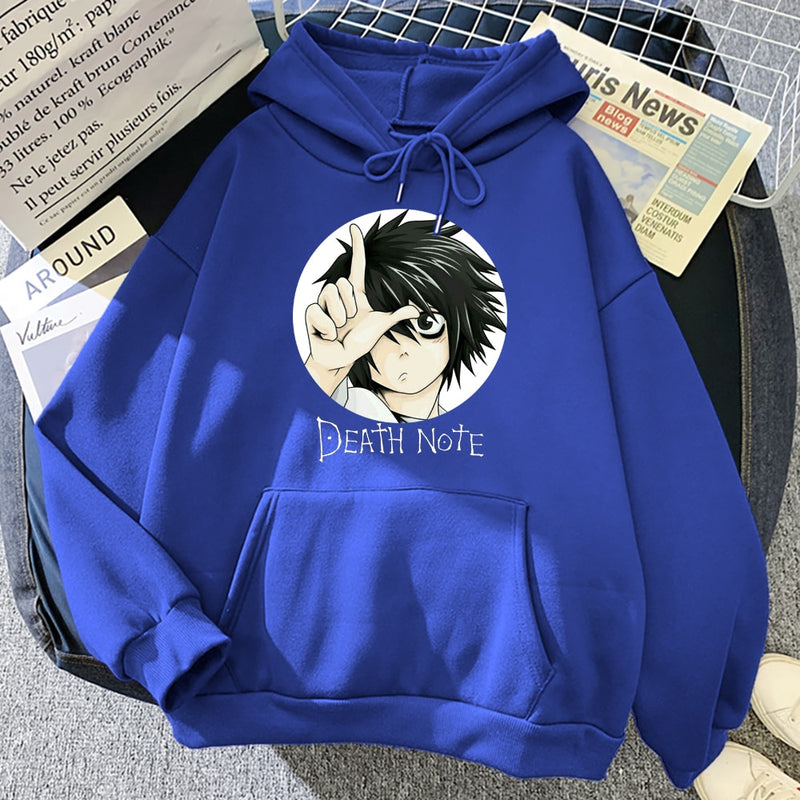 Popular Manga japonesa Death Note L·Lawliet sudaderas con capucha de Anime para hombre, ropa de calle de moda, sudaderas holgadas de gran tamaño, ropa de lana