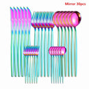 Western Cutlery Set 30 Piece Tableware Set Stainless Steel Dinnerware Black Spoon Fork Knife Dinner Set Complete Home Flatware