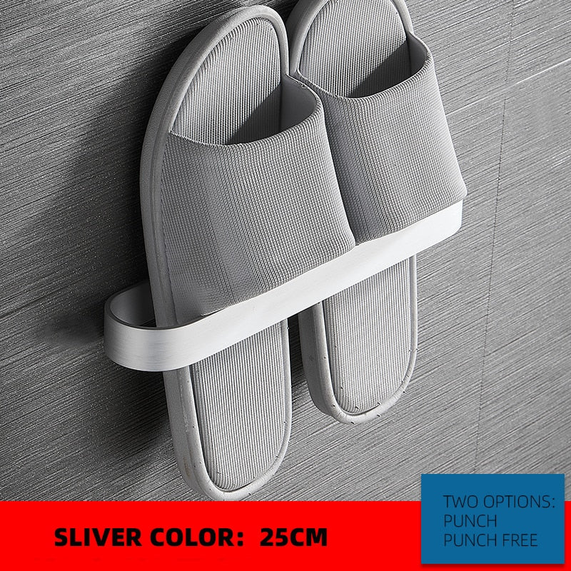 Slipper Rack  Towel Hanger Wall-Mounted Shoes Storage Rack Punch Free Slippers Holder