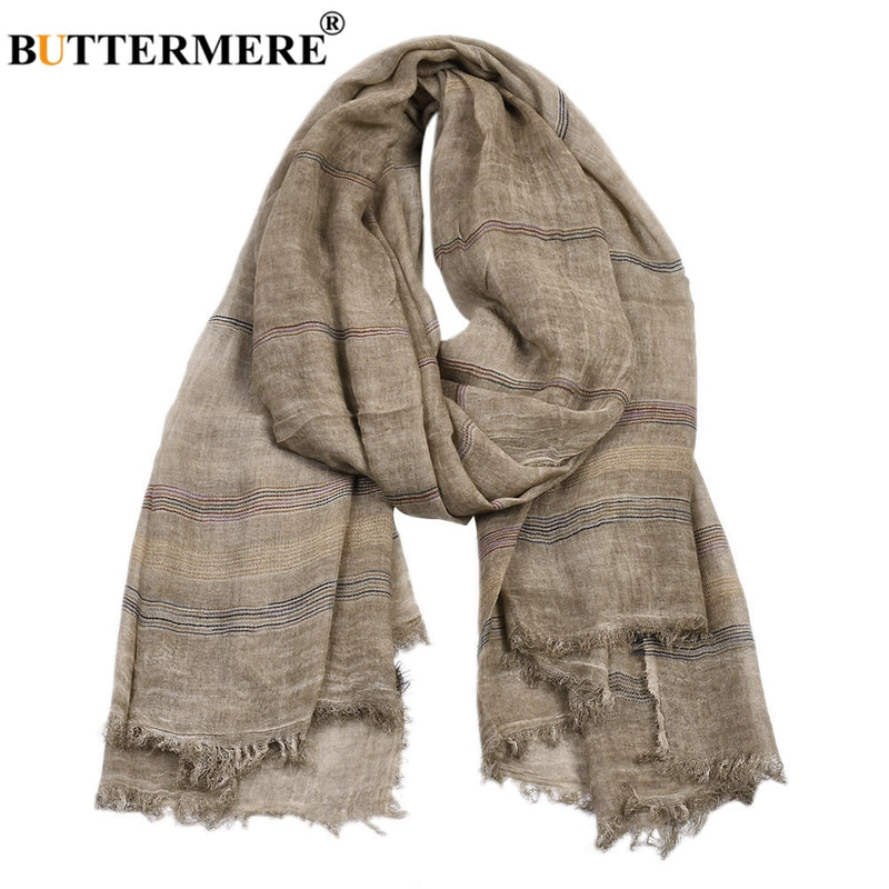 BUTTERMERE Men Scarves Autumn Winter Cotton Linen Scarf Men Khaki Black Navy Pink Khaki Warm Long Fashion Brand Mens Scarfs