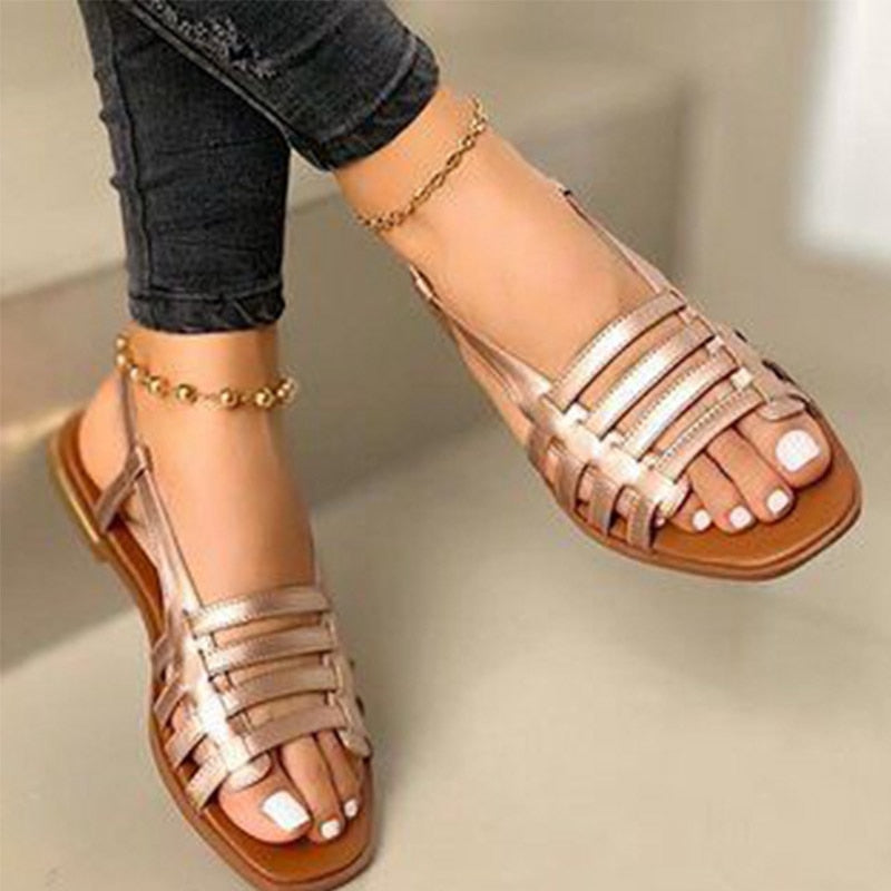 2022 Women Sandals Woman Gladiator Open Toe Casual Beach Shoes Female Hollow Out Flats Women&