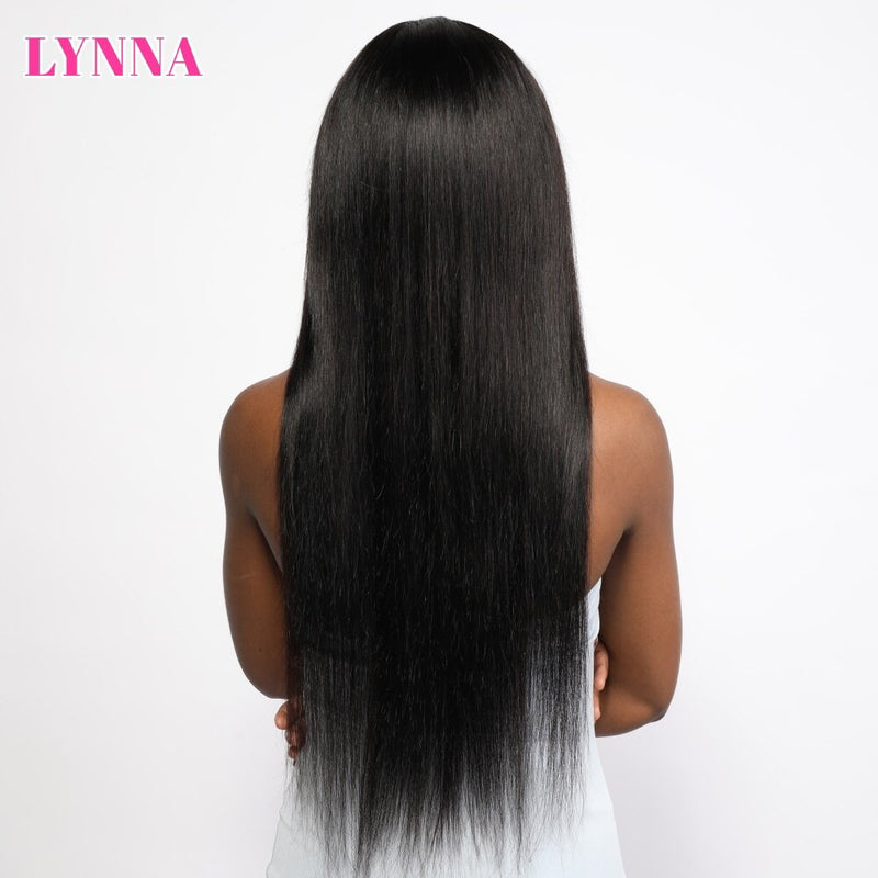 Peluca brasileña larga y recta con flequillo Peluca de cabello humano 150% de densidad Peluca de máquina completa con flequillo para mujeres negras
