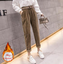 Casual Streetwear Harem Pants Women Autumn Winter Loose Elastic Waist Corduroy Ladies Trousers Harajuku Velvet Warm Pants Female