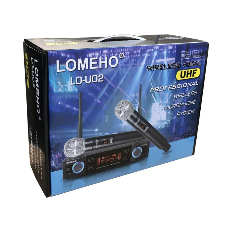 Lomeho 2 Handmikrofon UHF-Frequenzen Dynamische Kapsel 2-Kanal-Funkmikrofon für Karaoke-System LO-U02