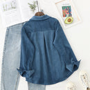 Spring Shirts Women Corduroy Blouses Loose Long Sleeve Solid Lady Tops Casual Outwear Female Clothes Autumn Jacket