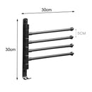 Bathroom Swivel Towel Bar with Hooks, Wall Mounted Swivel Arm Towel Rack Stainless Steel Black Towel Rail Holder with 4 Arms