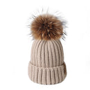 Furtalk Real Fur pompom Beanie Hat Women Winter Knitted Hat Warm Real Big Raccoon Pom Pom Hat  for Female