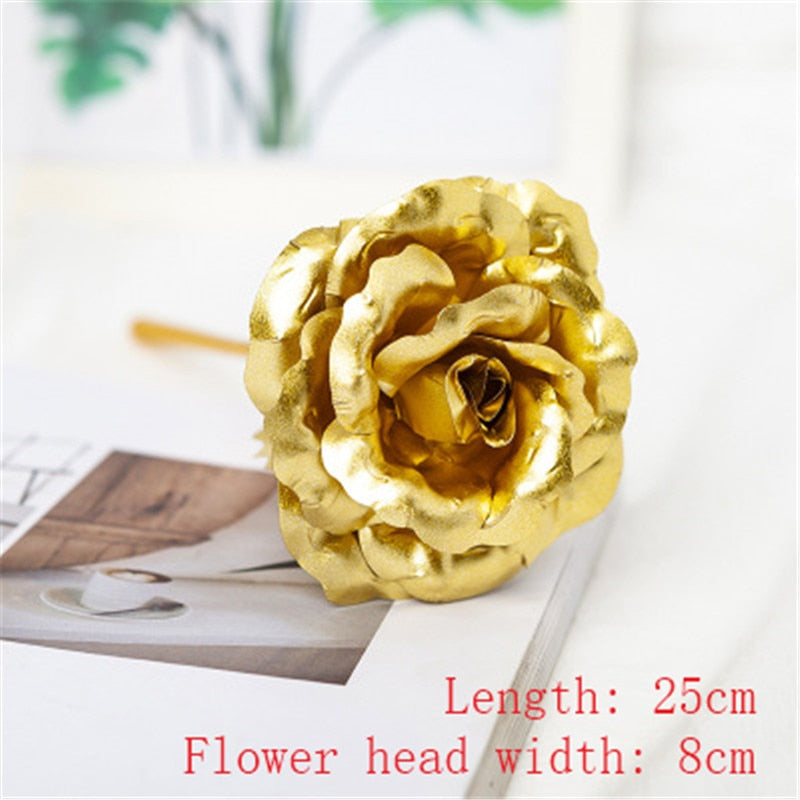 LED Enchanted Galaxy Rose Eternal 24K Gold Foil Flower with String Lights In Dome for Home Decor Christmas Valentine&