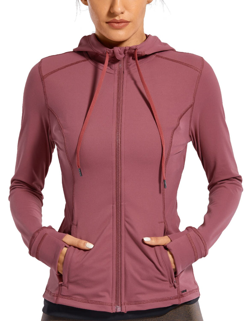 Sportswear Woman&#39;S Sports Jacket Women&#39;S Matte Brushed Full Zip Up Hoodie Coats Outerwear Hooded Workout Sports Jackets Pockets