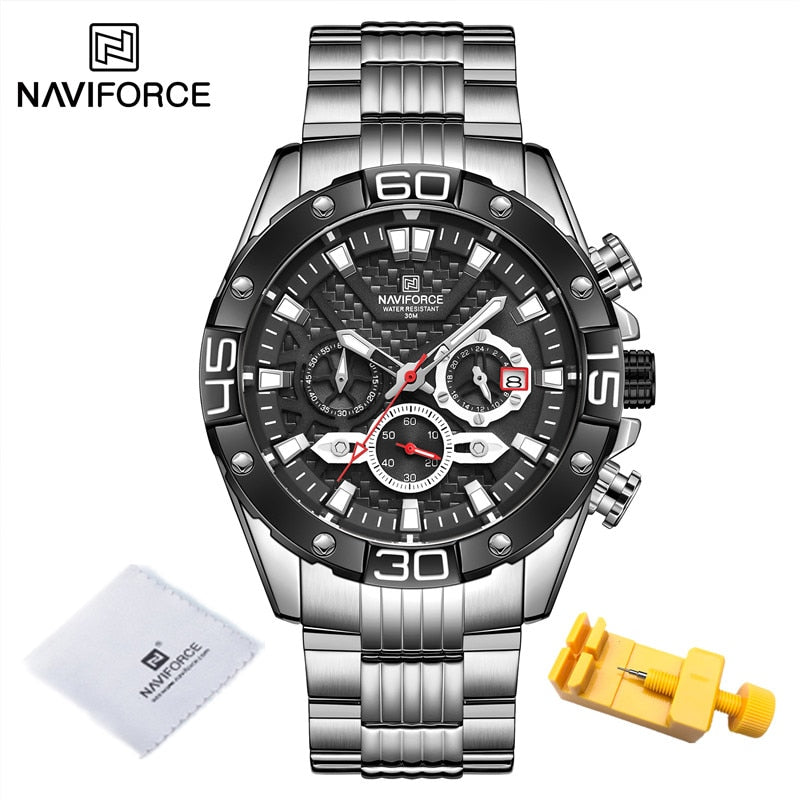 NAVIFORCE Fashion Watches For Men Luxury Original Classic Quartz Clock Analog Chronograph Sport Waterproof Steel Band WristWatch